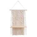 Decorative Macrame Wall Shelf with Rustic Wooden Accent | High & Bury