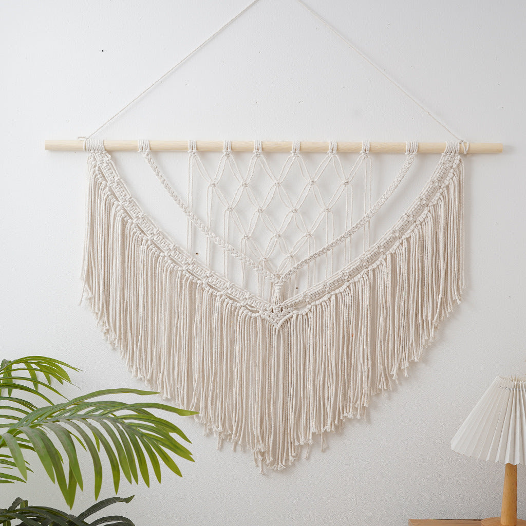 Decorative Macrame Wall Tapestry Off White | High & Bury