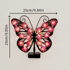 Decorative Metal Butterfly Wall Lamp with Solar-Powered Flower LED String | High & Bury