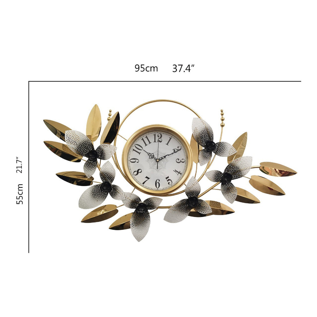 Decorative Metal Floral Wall Clock | High & Bury