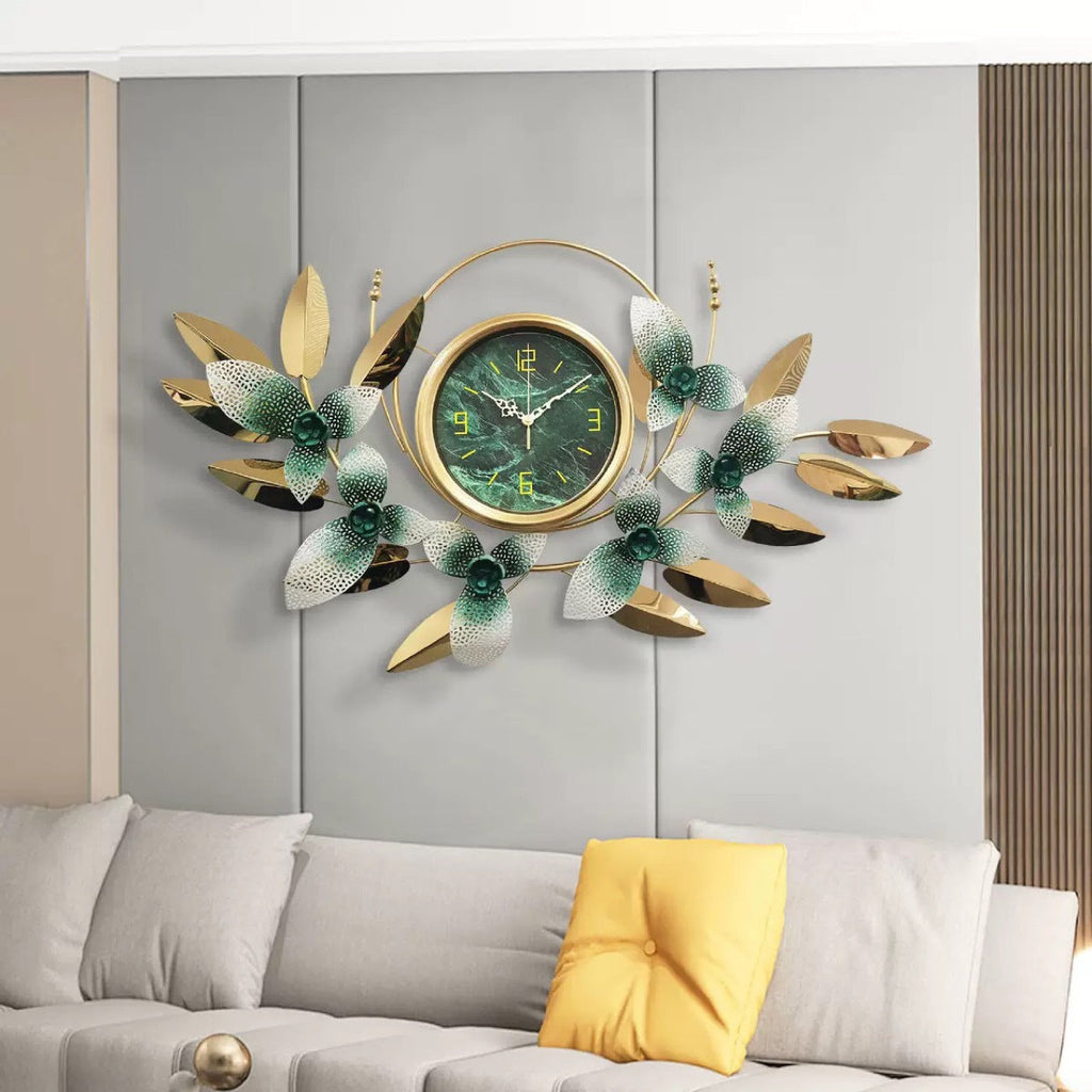 Decorative Metal Floral Wall Clock | High & Bury