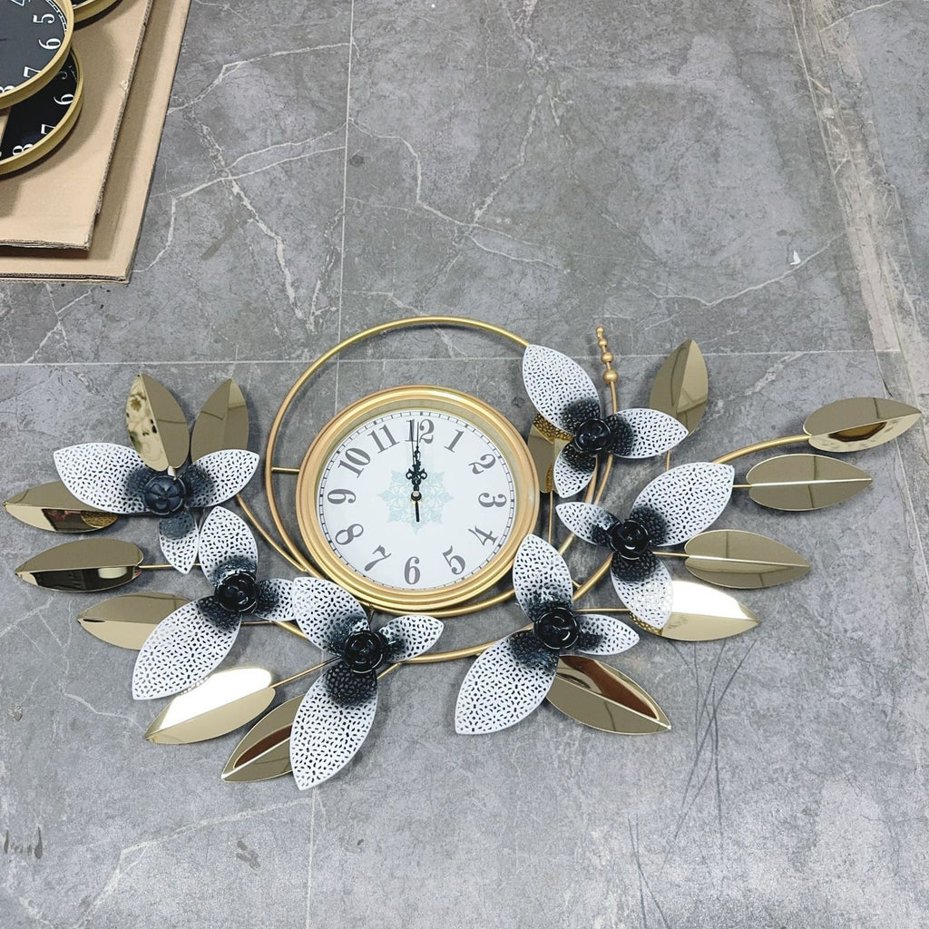 Decorative Metal Floral Wall Clock | High & Bury