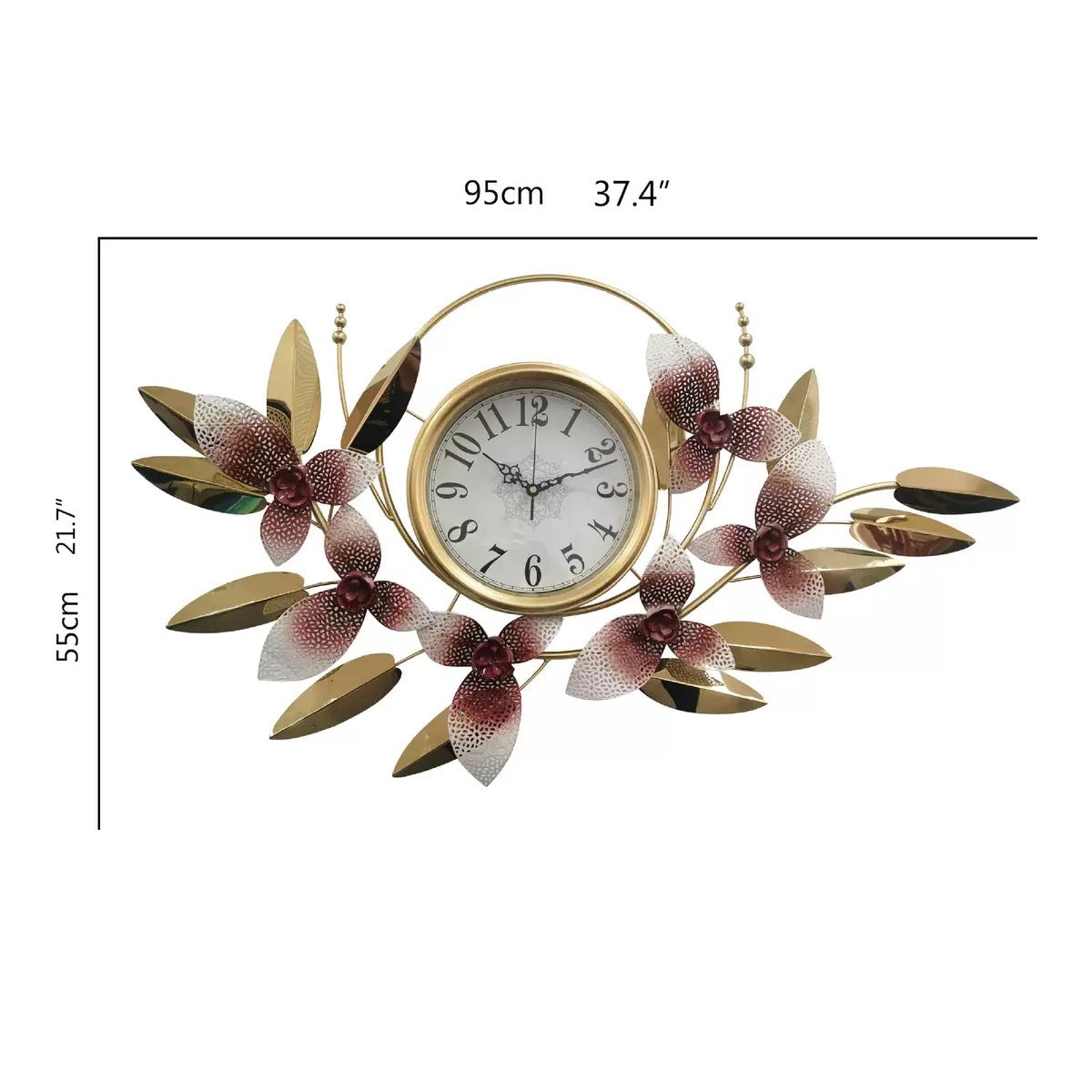 Decorative Metal Floral Wall Clock | High & Bury