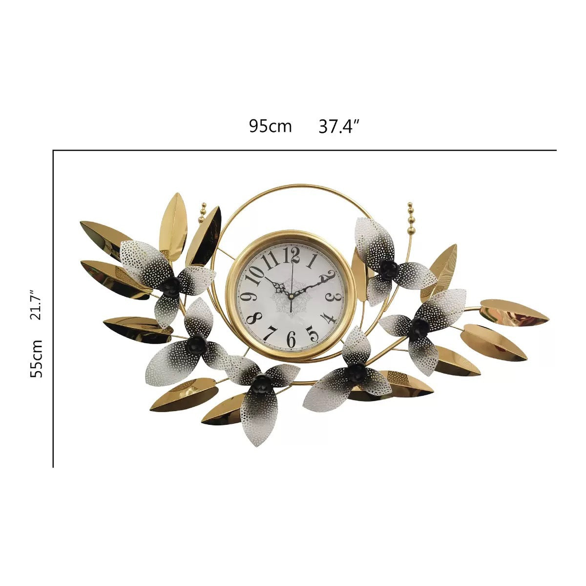 Decorative Metal Floral Wall Clock | High & Bury