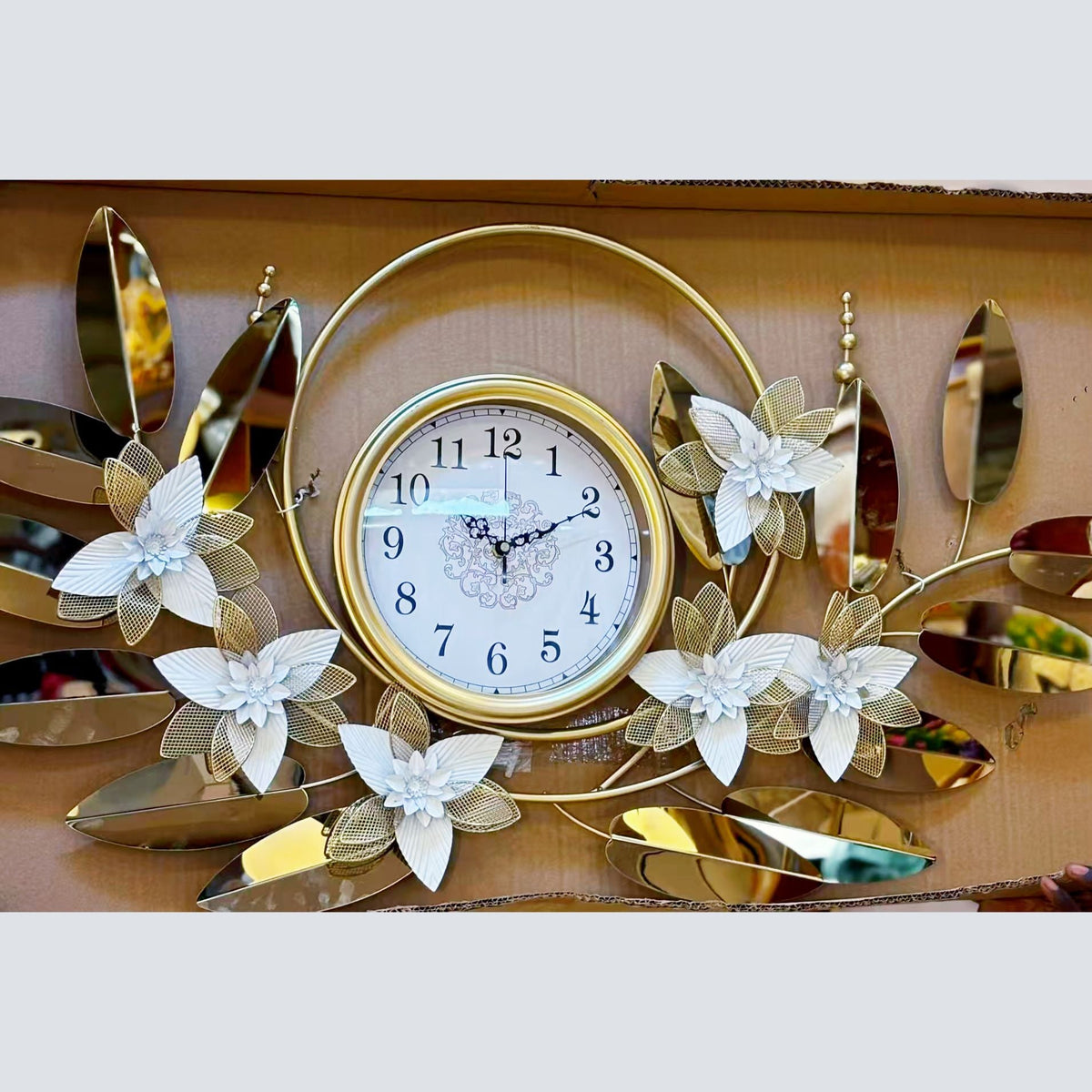 Decorative Metal Floral Wall Clock | High & Bury