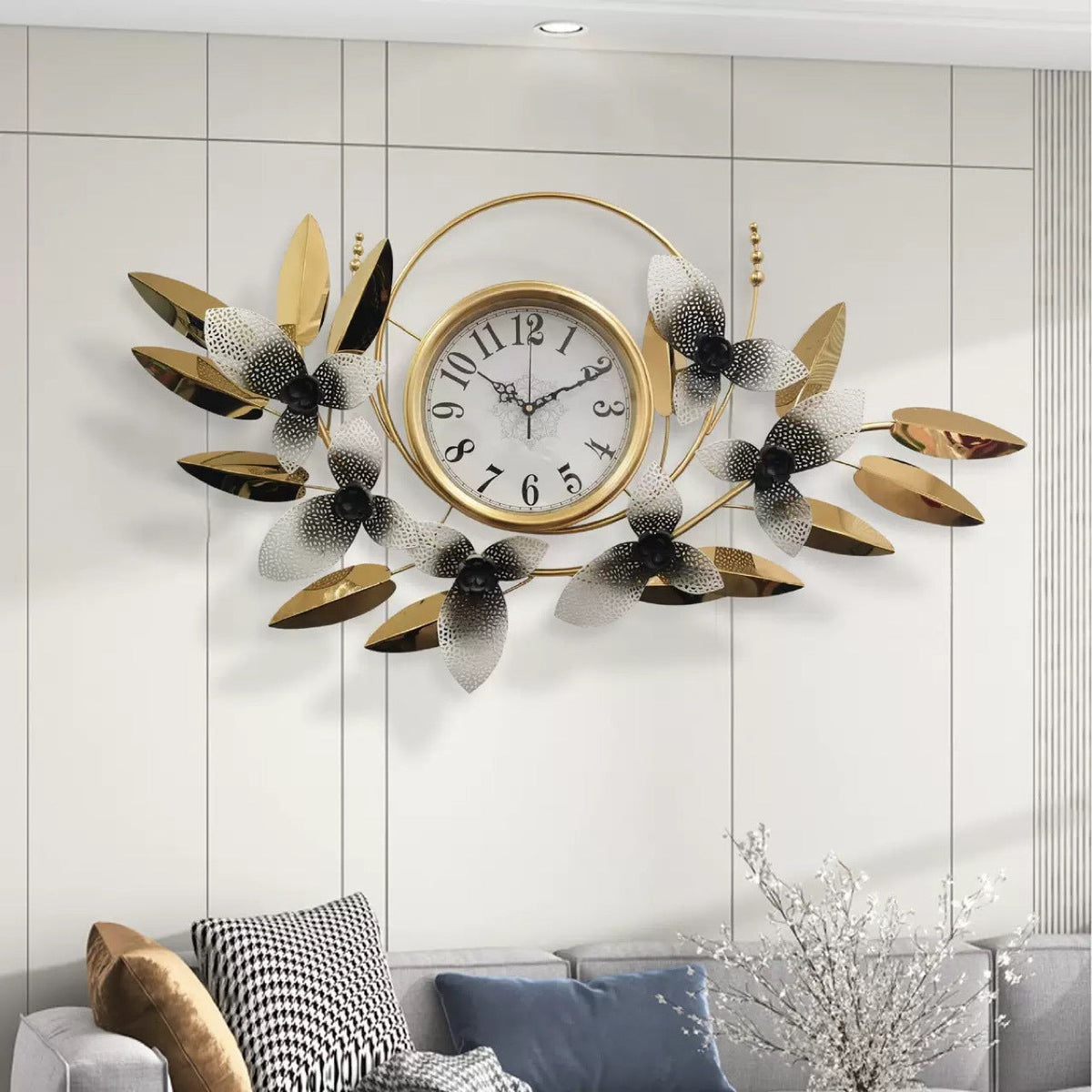 Decorative Metal Floral Wall Clock | High & Bury