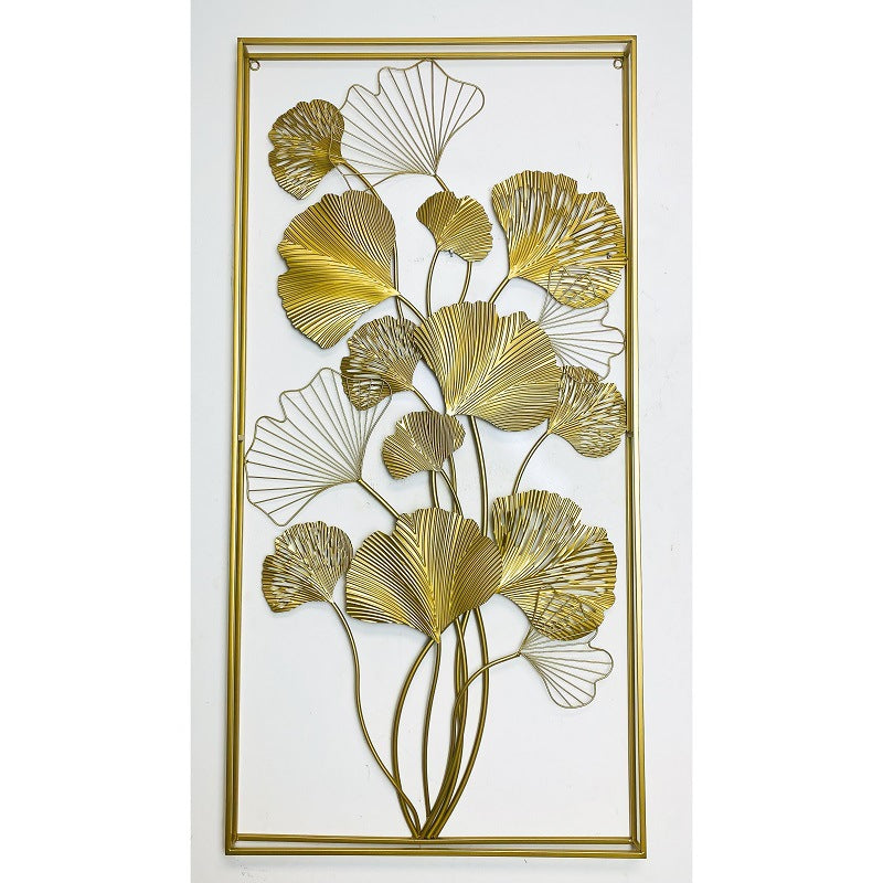 Decorative Metal Wall Art Sculpture with Ginkgo Leaf Design 47 × 2 × 24 Inch | High & Bury