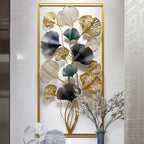 Decorative Metal Wall Art Sculpture with Ginkgo Leaf Design 47 × 2 × 24 Inch | High & Bury
