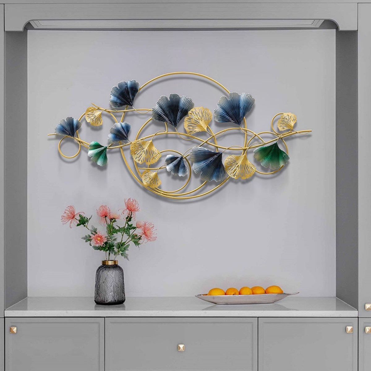 Decorative Metal Wall Art Sculpture with Ginkgo Leaf Design | High & Bury