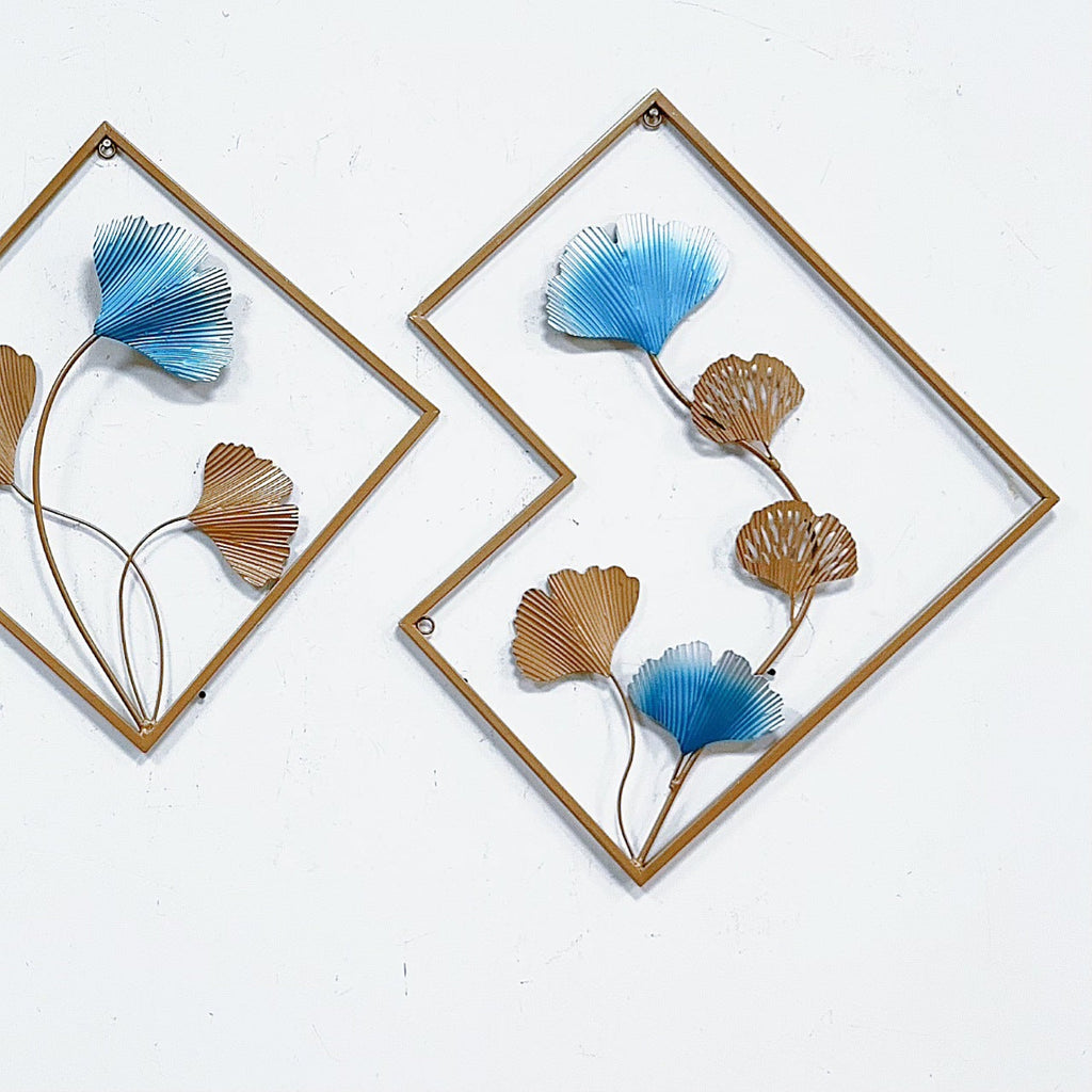 Decorative Metal Wall Art Set with Ginkgo Leaf and Floral Design | High & Bury