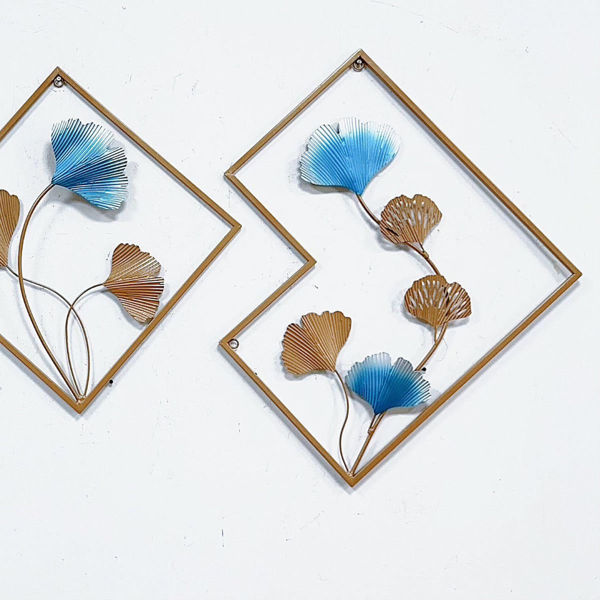 Decorative Metal Wall Art Set with Ginkgo Leaf and Floral Design | High & Bury