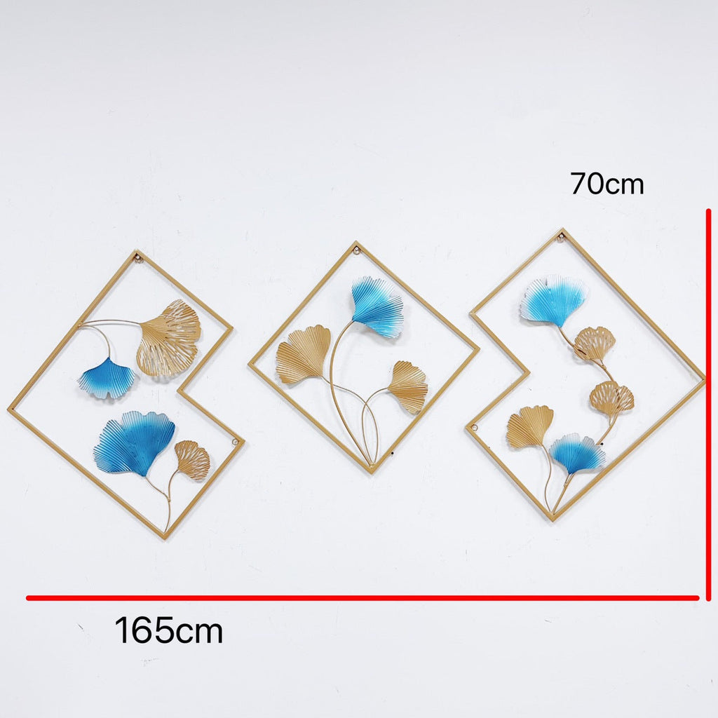 Decorative Metal Wall Art Set with Ginkgo Leaf and Floral Design | High & Bury