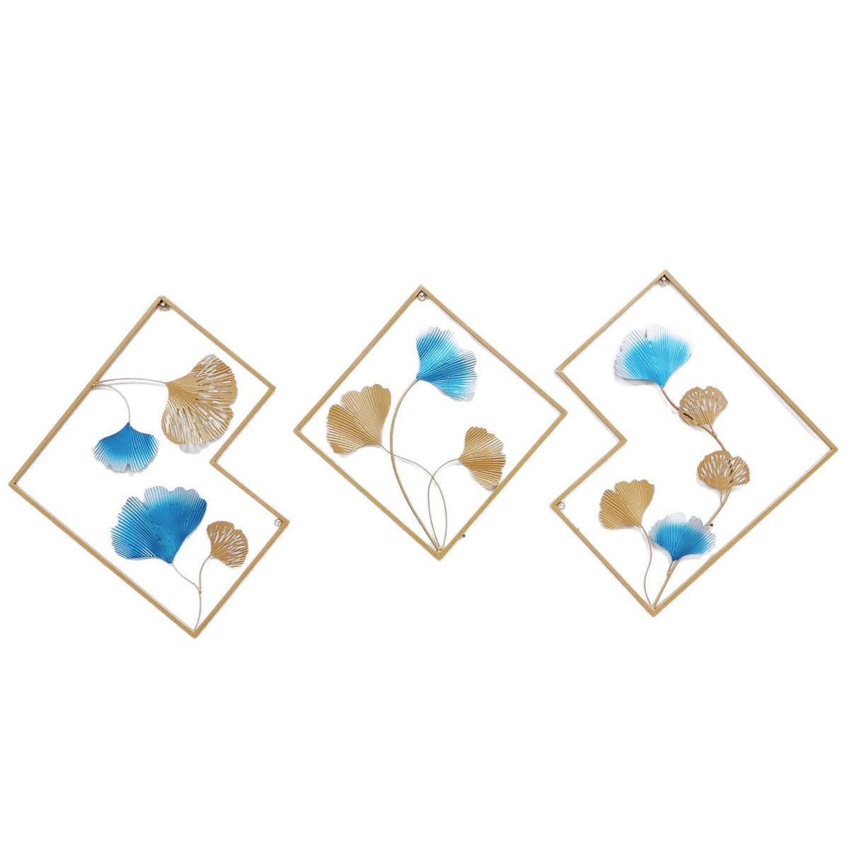 Decorative Metal Wall Art Set with Ginkgo Leaf and Floral Design | High & Bury