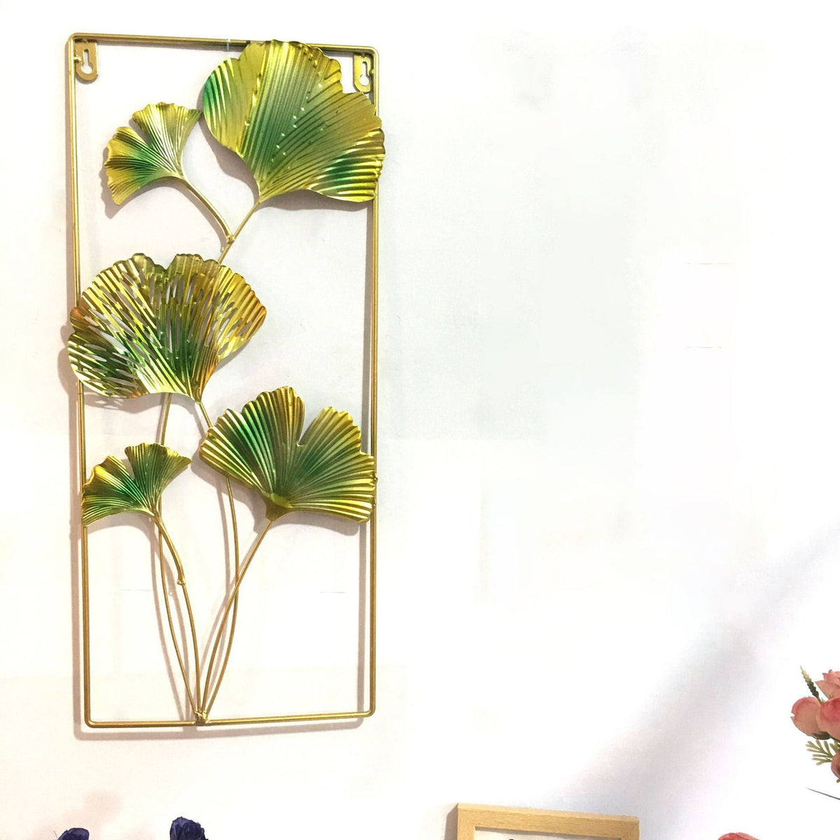 Decorative Metal Wall Art with Tropical Leaf and Mirror Design | High & Bury