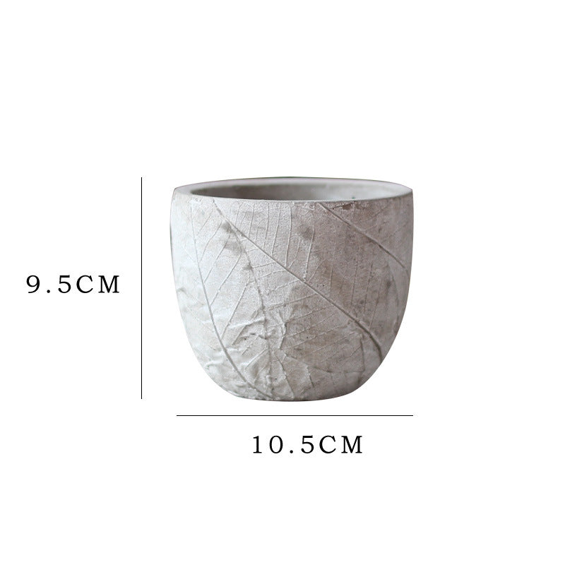 Decorative Plant Container made of Handmade Ceramic with Leaf Pattern | High & Bury