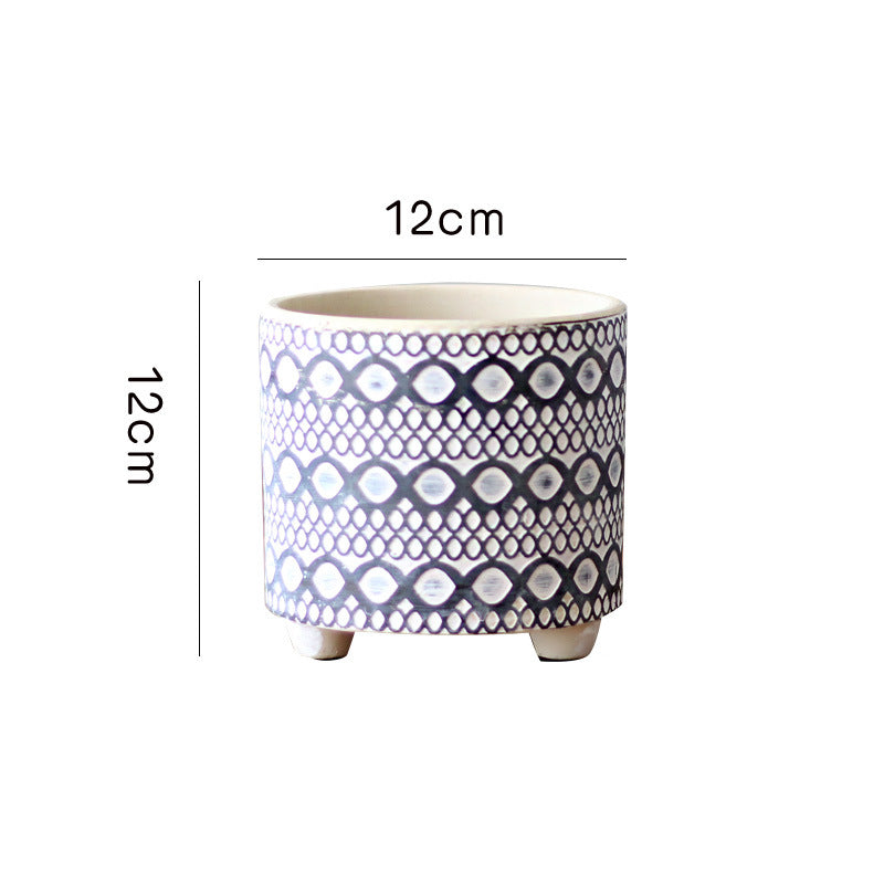Decorative Plant Pot with Geometric Pattern | High & Bury