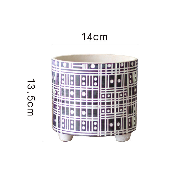 Decorative Plant Pot with Geometric Pattern | High & Bury