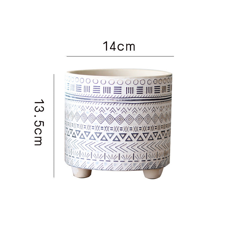Decorative Plant Pot with Geometric Pattern | High & Bury