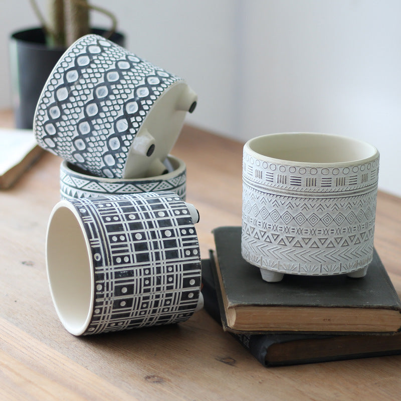 Decorative Plant Pot with Geometric Pattern | High & Bury