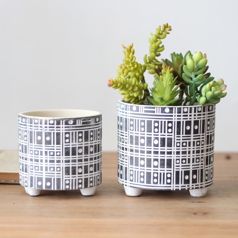 Decorative Plant Pot with Geometric Pattern | High & Bury