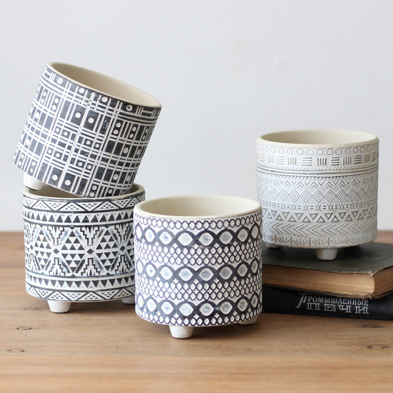 Decorative Plant Pot with Geometric Pattern | High & Bury