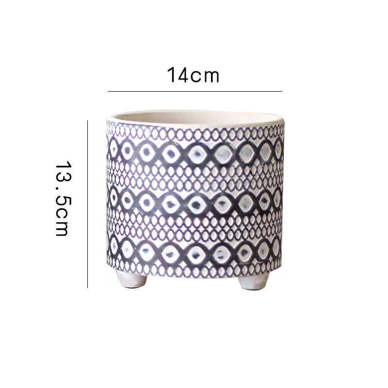 Decorative Plant Pot with Geometric Pattern | High & Bury