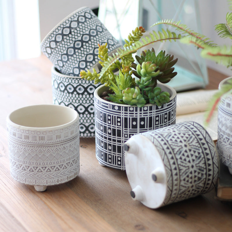 Decorative Plant Pot with Geometric Pattern | High & Bury