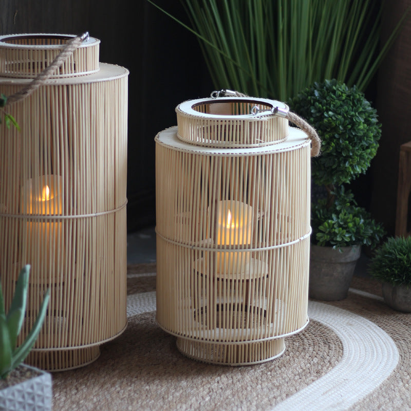 Decorative Rattan Lantern Nature Large | High & Bury