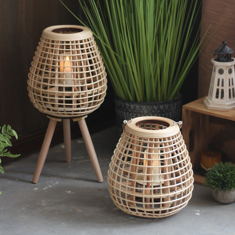 Decorative Rattan Lantern with Carry Handle | High & Bury
