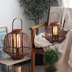 Decorative Rattan Lantern Woven Natural Fiber Glass | High & Bury