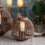 Decorative Rattan Lantern Woven Natural Fiber Glass | High & Bury