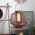 Decorative Rattan Lantern Woven Natural Fiber Glass | High & Bury