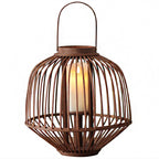 Decorative Rattan Lantern Woven Natural Fiber Glass | High & Bury