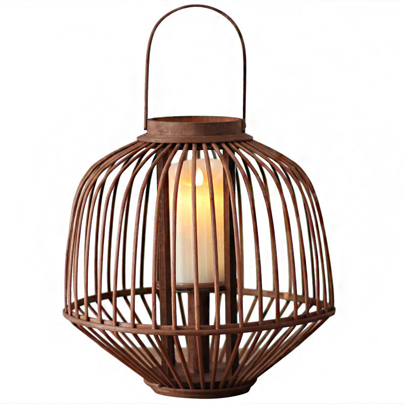 Decorative Rattan Lantern Woven Natural Fiber Glass | High & Bury