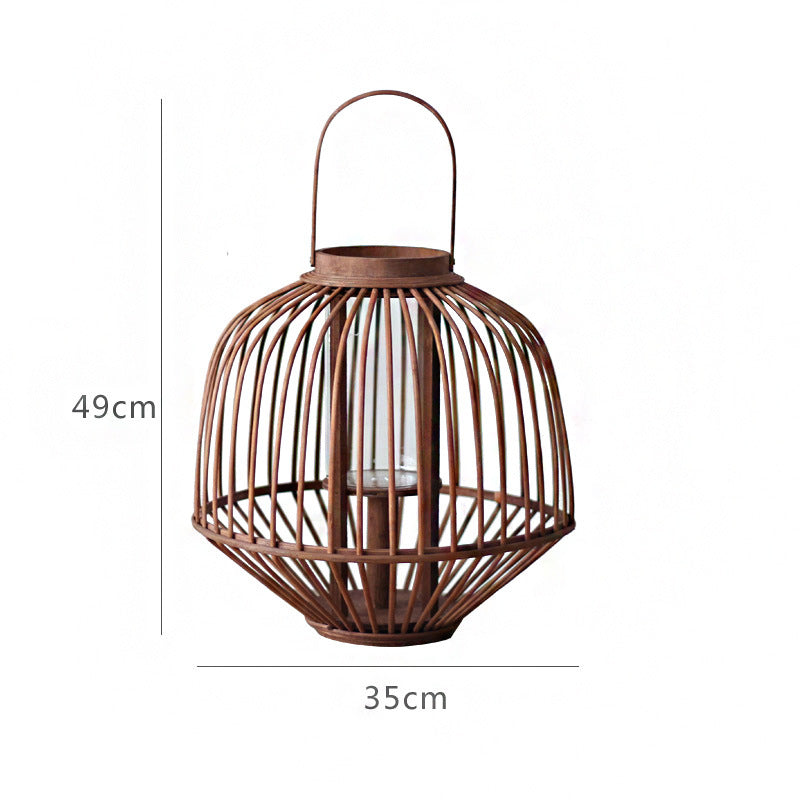 Decorative Rattan Lantern Woven Natural Fiber Glass | High & Bury