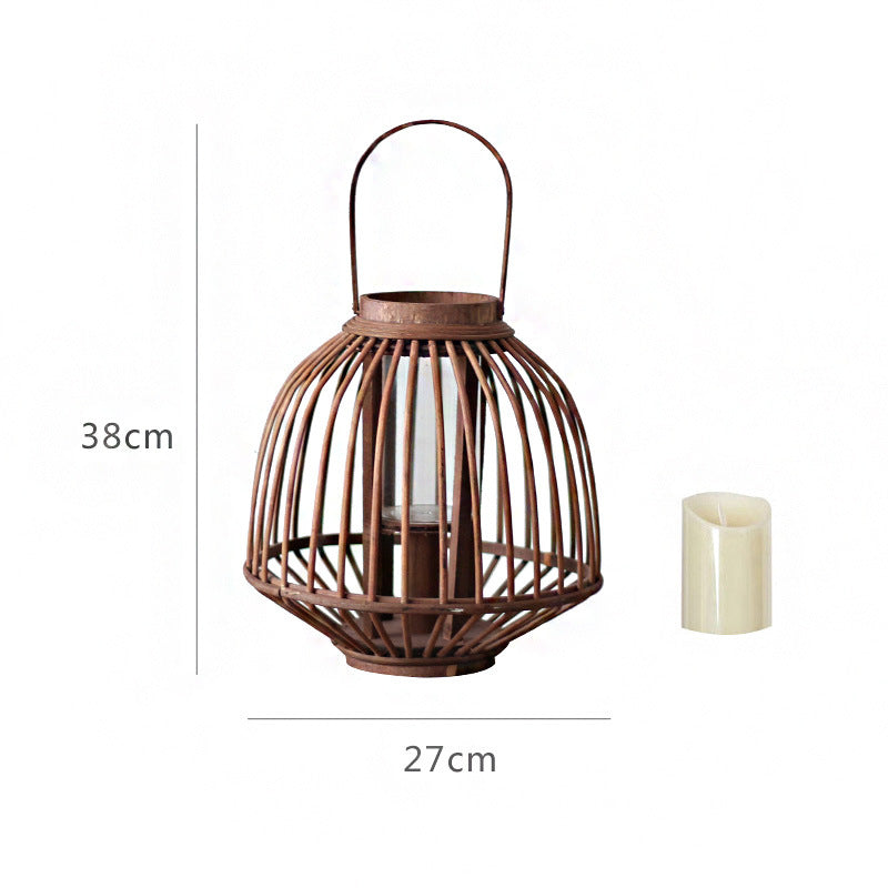 Decorative Rattan Lantern Woven Natural Fiber Glass | High & Bury