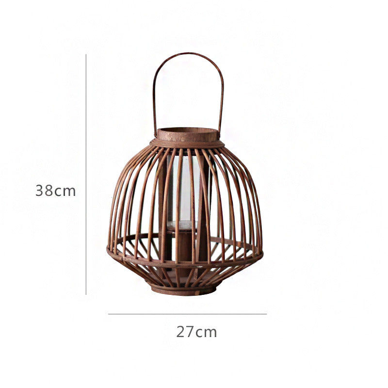 Decorative Rattan Lantern Woven Natural Fiber Glass | High & Bury