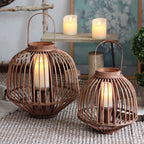 Decorative Rattan Lantern Woven Natural Fiber Glass | High & Bury