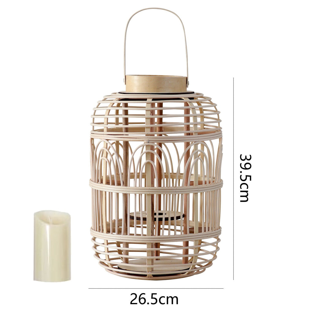 Decorative Rattan Lantern Woven Natural Fiber LED Illuminated | High & Bury