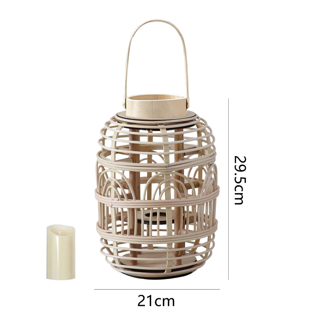 Decorative Rattan Lantern Woven Natural Fiber LED Illuminated | High & Bury