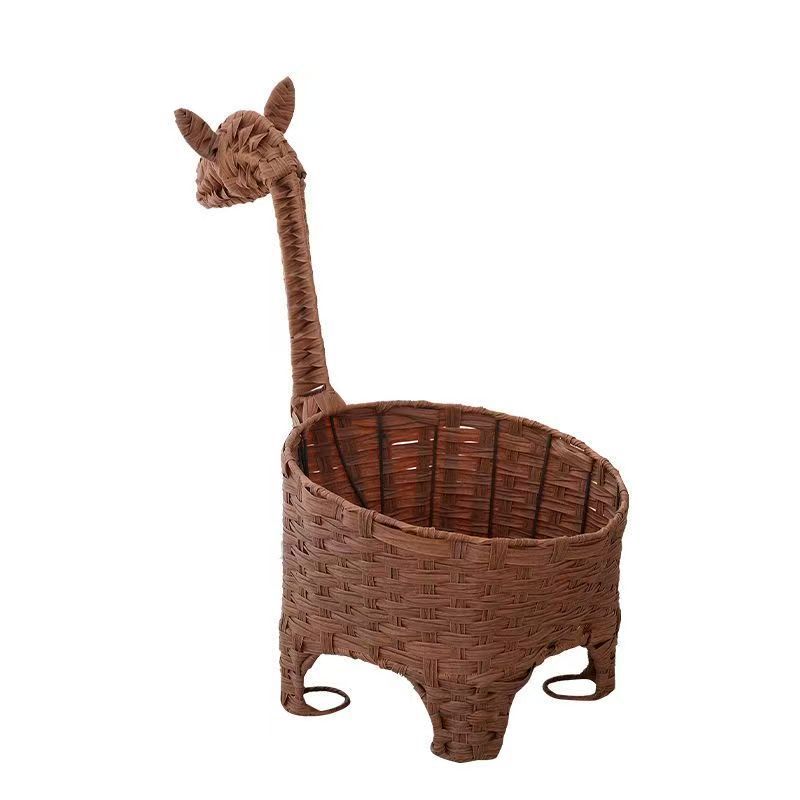 Decorative Rattan Storage Basket with Animal Design | High & Bury
