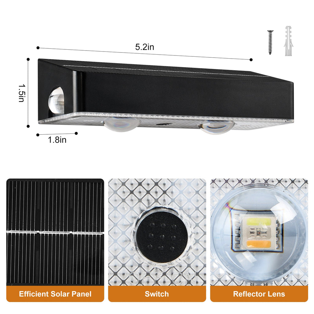 Decorative RGB Solar-Powered Double Beam Wall Lamp | High & Bury