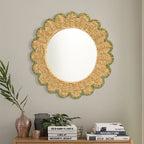 Decorative Round Wall Mirror with Natural Rattan Frame | High & Bury