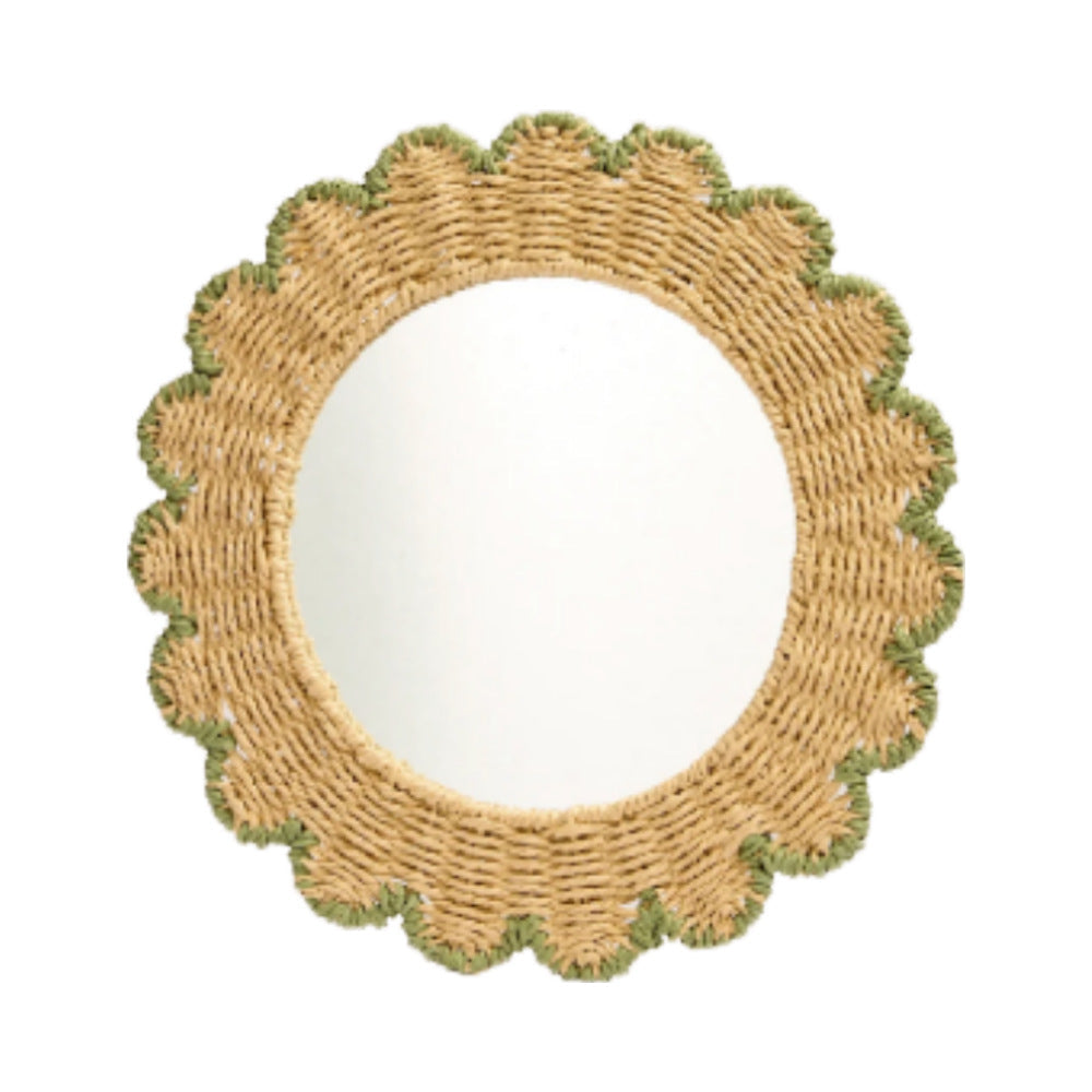 Decorative Round Wall Mirror with Natural Rattan Frame | High & Bury