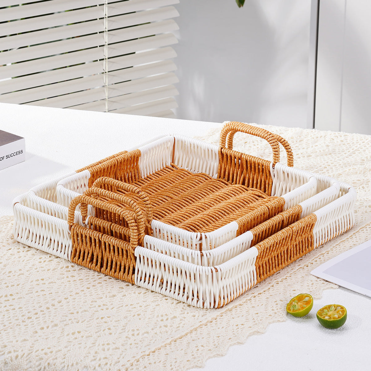 Decorative Serving Tray Yellow White | High & Bury
