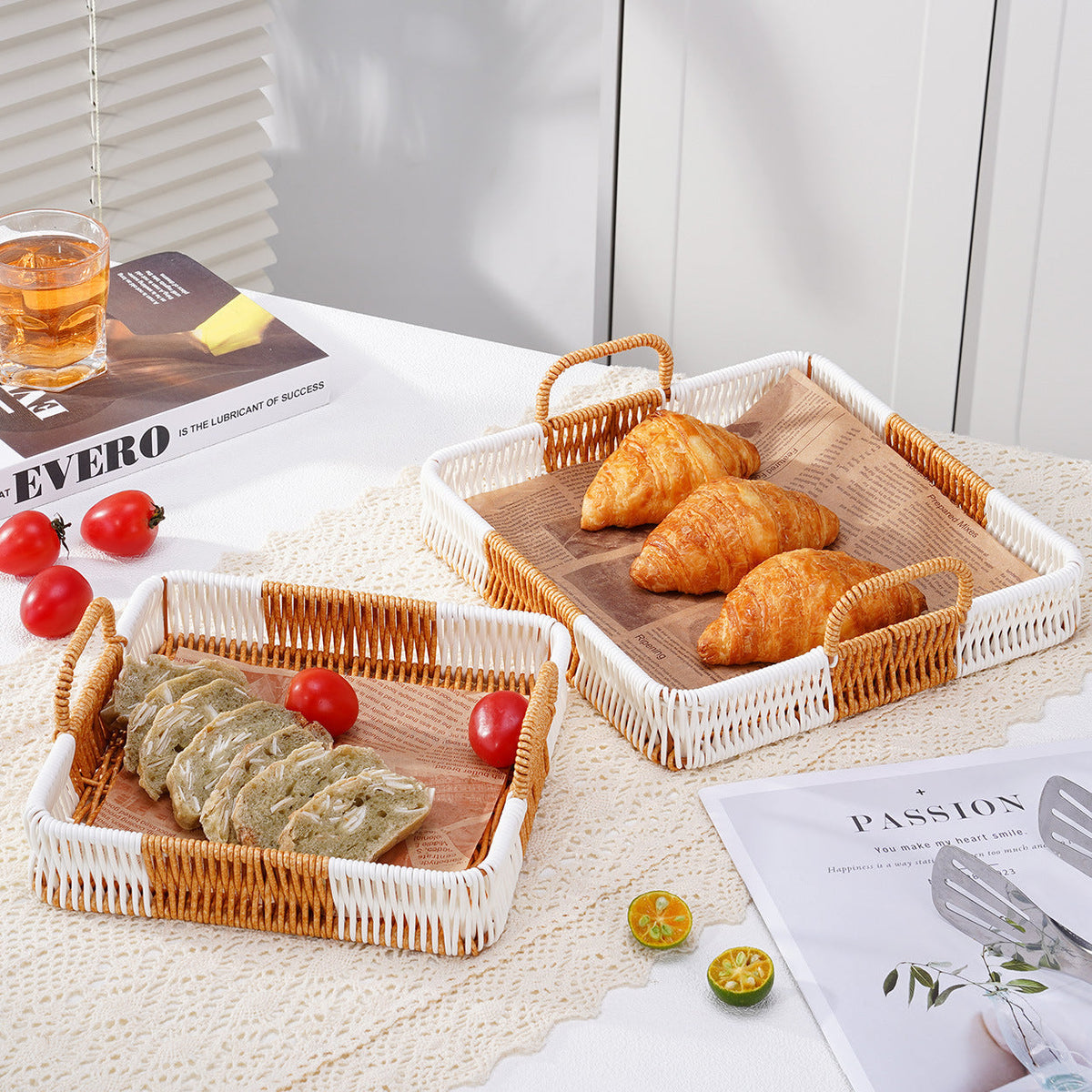 Decorative Serving Tray Yellow White | High & Bury