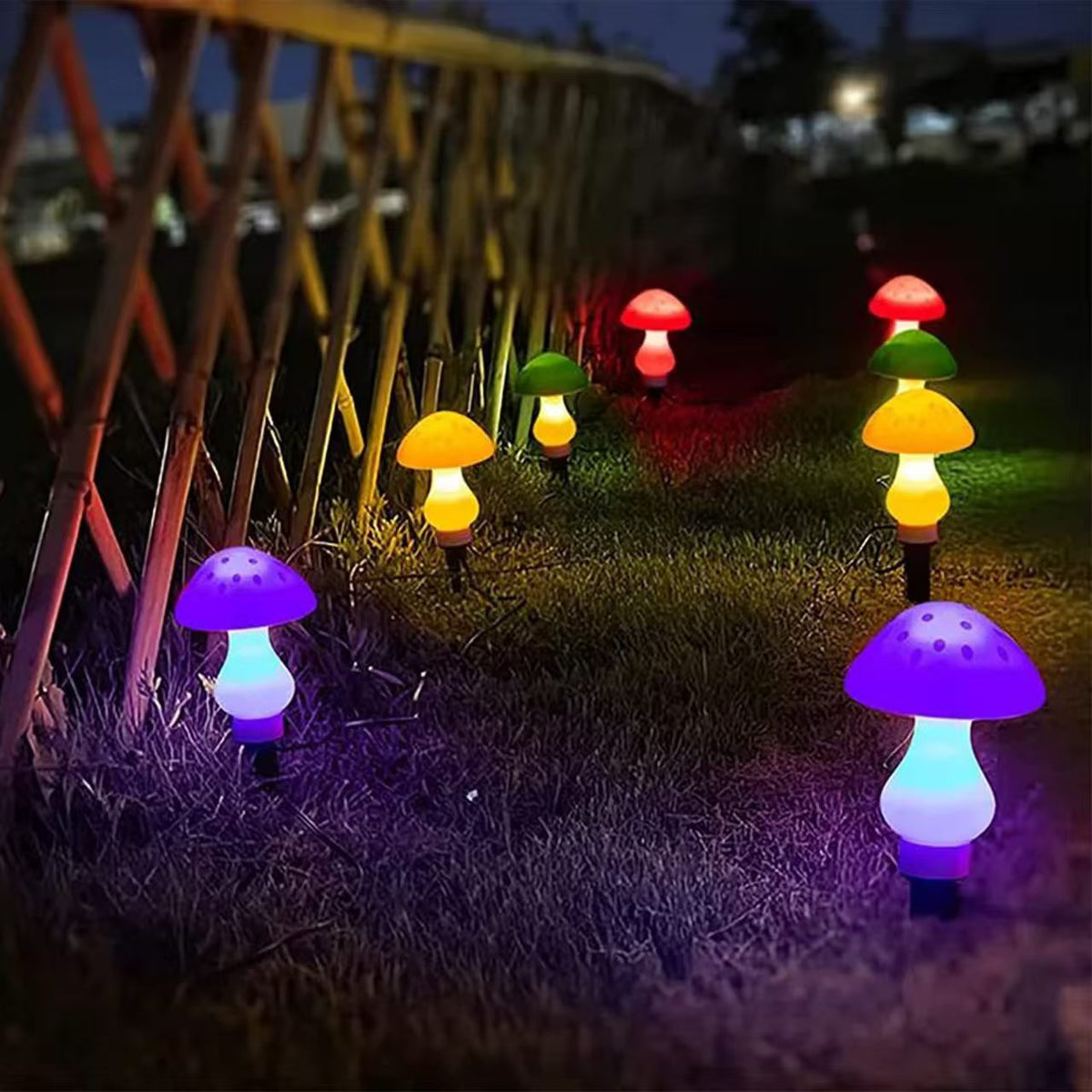 Decorative Solar Mushroom Garden Stake Lights | High & Bury