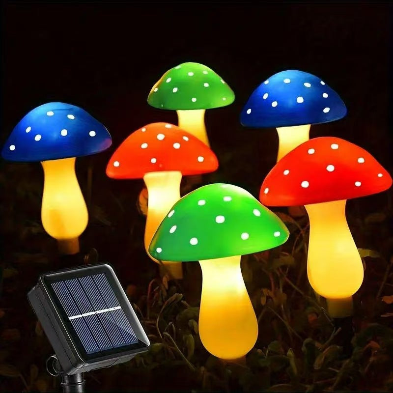 Decorative Solar Mushroom Garden Stake Lights | High & Bury