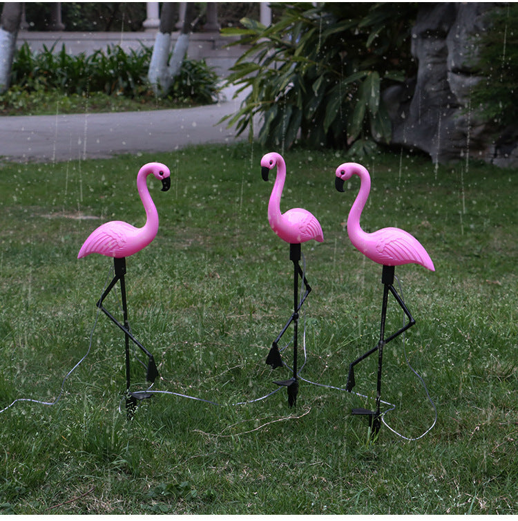 Decorative Solar-Powered Flamingo Garden Stake with Adjustable Tray and Spike Attachment | High & Bury
