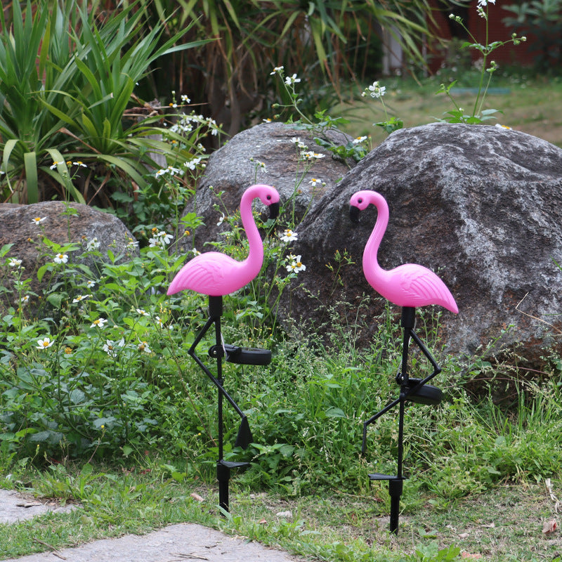 Decorative Solar-Powered Flamingo Garden Stake with Adjustable Tray and Spike Attachment | High & Bury